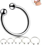 BDSM Stainless Steel Cock Ring for Men Glans Ring in 6 Sizes Open Pleasure Ring with 2 Beads for Penis Massage Increase Stimulation BDSM Male Penis Ring Sex