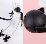 BDSM Black Silicone Mouth Ball Gag with Bowknot Nipple Clamps, Adjustable Bondage Set with Chain for Couples, Extreme Excitement & Passionate Foreplay Sex Toy