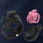 Spiked Chastity Device Chastity Cage With 2 Concealed Locks Male Sm Sex Toys Barbed Penis Cage With 4 Different Rings Lightweight And Breathable Resin Cock Cage For Men'S Penis Bondage (Flat,Pink)