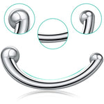 7.8Inch Stainless Steel Wand Double-Ended Dildo Anal Plug Sex Toy With Different Size Curved Ends For Men Women Couples G-Spot Stimulation Prostate Massager