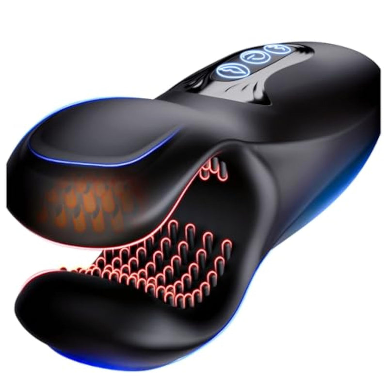 Male Masturbator Penis Training Vibrator For Men - Penis Stimulation Mens Vibrating Toy With 10 Bite Modes, Glans Trainer Stimulator Cock Massager Male Stroker Sex Toys For Adult