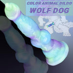 7 Inch Realistic Knotted Dog Dildo Beginner Suction Cup Soft Silicone Small Wolf Animal Fantasy Dildos Fake Penis Purple Green Blue Rainbow Canine Dildo Big Butt Plug Anal Gay Adult Toys Women (A-164)