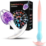 Anal Plug Prostate Massager Silicone Butt Plug With Crystal Ball And Curved Base &11.4-Inch Soft Liquid Silicone Anal Plug,Super Long Dildo, Unisex
