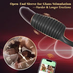 Threaded Full Liquid Silicone Soft Vibrating Penis Sleeve Cock Ring, App Pleasure Penis Ring Extender Vibrator Couples Adult Sex Toys For Men Women, Male Couple Sex Toy Game For Men