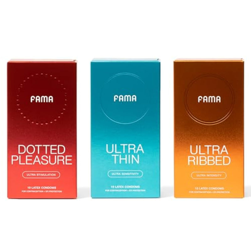 Dotted Pleasure&Ultra Thin&Ribbed Condoms, For Ultra Sensitivity, Natural Latex, Lubricated Condoms - 30 Count