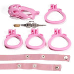 Male Chastity Device Cock Cage - Pink Chastity Cage W/Invisible Lock & 4 Rings, Lightweight Body-Safe Abs Resin Cb Lock Bdsm Sex Toy Penis Exercise Virginity For Men (S/Small)