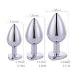 Anal Butt Plug Trainer Kit 3 Pcs Metal Anal Dilator With Different Sizes Adult Anal Sex Toys With Heart Shaped Jewelry Base For For Beginners Advanced Users (Deep Blue)