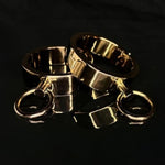 Ultra-Luxury Stainless Steel Wrist Cuffs Premium Bdsm Restraints With Velvet-Smooth Finish And O-Ring For Bondage Play Velvet Logo Storage Bag (Gold, Small)