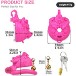 Wearable Monster-Shaped Resin Chastity Device With Bell, Waterproof, Ergonomic, 3-Color Options, 5-Size Rings, And Mini Lock - Discreet And Secure (Frrk-3147, Pink)