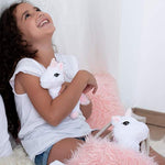 Unicorn Toy For Girls Age 3, 4, 5. 4 Pcs Set - Mommy Baby Stuffed Animal, Bag And A Doll Blanket. Unicorn Gift For 3-6 Year Old Girl Birthday Or Christmas. (White Pink)