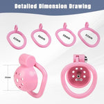 Press-Lock Penis Cage Set With 5 Sizes Rings And Metal Dilator, Flat Chastity Lock Male Small Lightweight Devices For Men Extreme, Adult Bondage Slave Fetish Sm Sex Toy For Men (Pink Cage+Dilator)