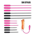 Silicone Vibrating Urethral Penis Plug Ten Frequency Threaded Urethral Sound Vibrator Masturbation Device(D,Black)