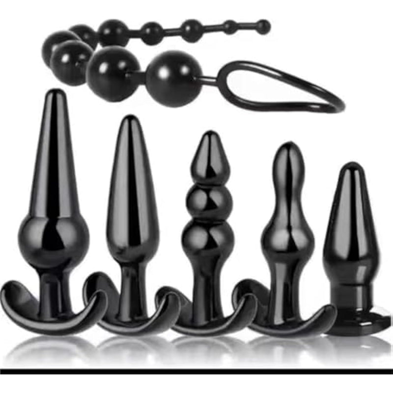 Sm Binding And Flirting Set Sm Fun Anal Plug Set 6 Pcs For Men And Women Universal Rear Court Pull Ball Anal Masturbation Anal Device Toy Bdsm Flirting Set Black