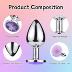 Anal Plug Sex Toys Games For Women,4 Pcs Stainless Steel Butt Plug Fox Tail Butt Plugs Trainer Silicone Anal Plugs For Adult Sex Toy For Couple Anal Training Set(Light Purple)