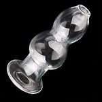 Crystal Calabash Shape Transparent Anal Plug Peephole Clear Hollow Glass Butt Plug Sex Toy(L)