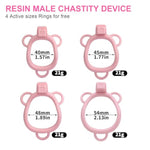 Pink Resin Chastity Cage With Anal Plug - Male Chastity Lock Devices With 4 Rings, Bdsm Sissy Adult Sex Toys For Male Penis Cage And Unobtrusive (Pink, 88G)