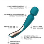 Smart Wand 2 Medium Personal Wand Massager Tension Releasing Muscle And Body Massager, Waterproof Rechargeable Wand Vibrator, Personal Vibrator Wand For Her, Ocean Blue