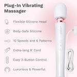 Plug-in Wand Vibrator - Vibrating Wand Massager, Sex Toys (White)