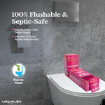 On-The-Go Flushable Feminine Wet Wipes, 32 Count XL Individually Wrapped Female Wipes, Hypoallergenic 100% Plant Based Septic Safe, Travel Size Adult Cleansing Cloth for Women, Rosewater