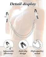 2 Pack BDSM Nipple Clamps with Weights, Nipple Toys Adjustable Metal Nipple Clips for Adult Play, Body Chain Non Piercing Sensory Toys Woman Man