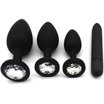 Vibrating Anal Plug, 4Pcs Anal Sex Toys Soft Silicone Massager Trainer Kit Anales Plug Toys For Beginners (4Pcs Black)
