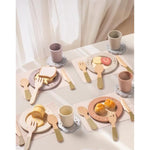 ROBOTIME Play Kitchen Dishes Set, 29PCS Wooden Toddler Plates and Dishes for Boys Girls Gifts