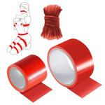 Bdsm Bondage Restraints Tape Set - 2 Rolls Restraint Tape With Soft Bondage Rope For Bdsm Games Adult Sex Toys Reusable Binding Sex Rope Pvc Electrostatic Tape Sex Things For Couples Kinky (Red)
