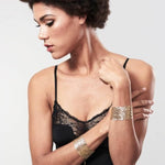 Désir Métallique – Wearable Silver Mesh Bracelets Turn Into Handcuffs With Detachable Chain, 15–24?Cm (Gold)