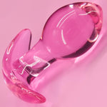 Anal Plug For Comfortable Long-Term Wear Glass Butt Plug With Curved Based & Long Stem Pink Tapered Prostate Massager Sex Toy For Women Men Masturbation
