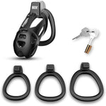 4 Sizes Xs/S/M/L Resin Cock Cage Chastity Device Set, Breathable Chastity Lock 3D Penis Cage With 3 Different Size Rings Men Abstinence Penis Bondage Male Adult Sex Toys For Penis Exercise (L)