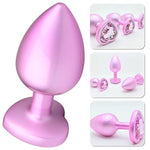 Anal Plug Set 3 Pcs Metal Butt Plugs Anal Training Kit with Heart Shaped Jewel Beginners Sex Toys for Women Men and Couples