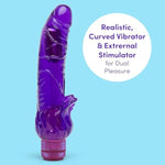Triple Tickler Vibrating Dildo - 9 Inch Realistic Dildo - G-Spot Vibrator For Women And Clitoral Stimulator - Twist Base Multispeed Vibrator - Adult Sex Toy - Waterproof - Purple