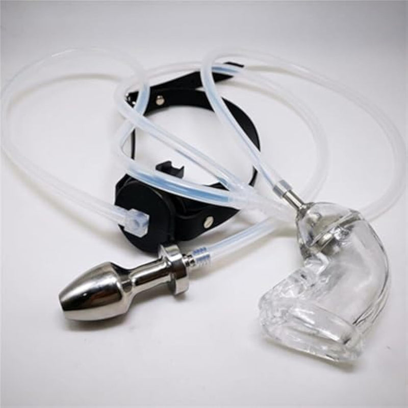 Metal Hollow Anal Plug Enema Soft Chastity Cage Chastity Lock Adjustable Mouth Plug Sm Set Adult Sex Toy