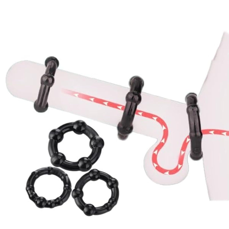 3 Pack Silicone Cock Rings Set, 3 Size Penis Rings For Men Erection Long Lasting Stronger, Better Sex Erection Enhancing Premium Adult Sex Toys (A)