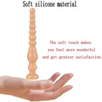 Super Long Anal Beads,Long Anal Beads Vaginal G-Spot Deep Stimulation Dildo Anus Masturbation Massage Butt Plug With Strong Suction Cup Anal Beads Butt Plugs Anal Plug For Women Men (Flesh)
