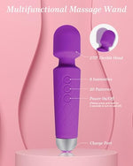 Vibrator Wand with 20 Modes & 8 Speeds, Clitoral Vibrators for Women Wand Massager, Waterproof Female Vibrating Adult Sex Toy, Clit Stimulator Sex Toys for Her Pleasure (Purple)