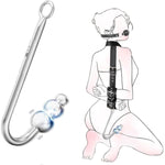 Vibrating Anal Hook Bdsm Sex Bondage Restraints With Ball Gag - Neck To Wrist Behind Back Handcuffs Collar With 3 Balls Anal Trainer, Fetish Kinky Adult Sex Toys For Couple Beginner Sm Game Play