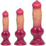 3 Piece Realistic Dog Knot Dildo Set (Small Medium Large) Silicone Thick Wolf Suction Cup Anal Training Set, Fantasy Canine Animal Big Anal Plug Penis, Prostate Massage, Female Male Sex Toy