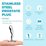 Stainless Steel Prostate Massager with Anal Beads for Adults - Silver