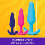 Silicone Butt Plug Kit - 3 Piece Anal Training Kit - Progressive Size Small To Large Flared Base Anal Plugs - 2.9-4.4 Inch Adult Sex Toys For Men, Women & Couples