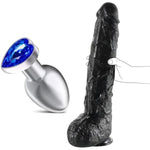 Jeweled Anal Plug + 17.3 Inch Long Realistic Huge Thick Dildo