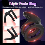 Triple Penis Ring For Men - Black Silicone Cock Ring For Harder Longer Stronger Erections - Erection Enhancing Sex Toy (M: 1.22-1.41 Inch)
