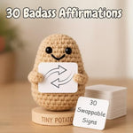 Empowering Gift For Strong Women - Funny Crochet Potato With 30 Sassy Affirmation Cards For A Badass Friend, Bff | Gag Birthday Gifts, Inspirational Stocking Stuffers For Women Coworker For Christmas