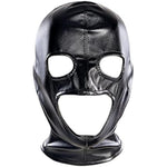 Sm Leather Bondage Head Masks - Eye Mouth Hollow Out Fetish Hood Masks Adult Sex Restraint Kit