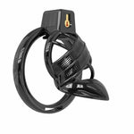 High-Heeled Design Male Chastity Cage, Cb Resin Penis Device With 6 Adjustable Flat Rings, Secure Bondage Restraint & Ventilation, Discreet Lock For S/M Training (Black,S)