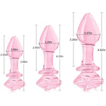 Glass Butt Plug Set 3 Pcs Anal Dilator With Flower Base Anal Trainer Beginners Anal Plug For Anal Training Adult Anal Sex Toys For Men Women Couples