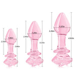 Glass Anal Plug Set 3 Pcs Pink Butt Plug Anal Training Set Adult Sex Toys for Men Women Couples Beginner