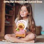 10.2" Brown Capybara Plush Toy With 9 Clothes And Accessories Super Soft Capybara Stuffed Animal For Kids Girls Boys (Yellow Capybara)