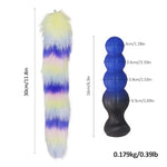 Butt Plug Tail,6.3in Anal Beads with 11.8in Removable Furry Tail,Anal Plug Tail Sex Toys for Women Men Cosplay