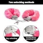 Metal Handcuffs With Keys For Cosplay Police, Play Toy Metal Handcuffs Party Supplies Costume Accessories, Handcuffs Prop Dress Ball Party (Silver) (Pink)